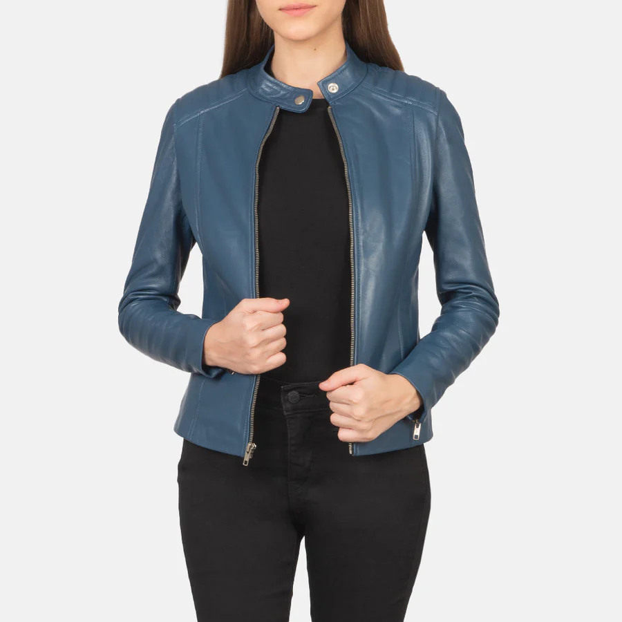 Kelsee Black Leather Biker Jacket - Image 7