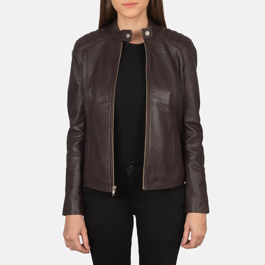 Kelsee Black Leather Biker Jacket - Image 8