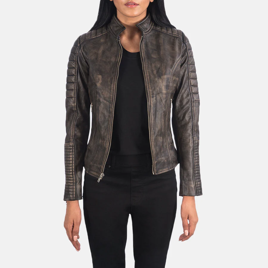 Adalyn Quilted Black Leather Biker Jacket - Image 3