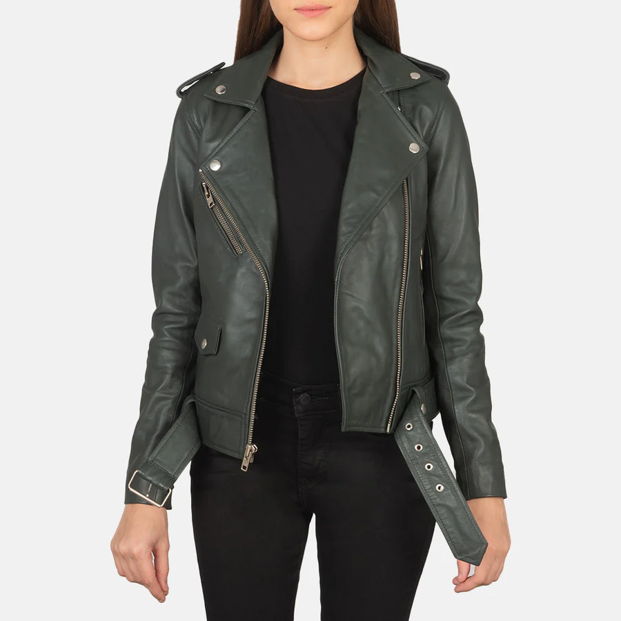 Alison Black Leather Biker Jacket - Image 4