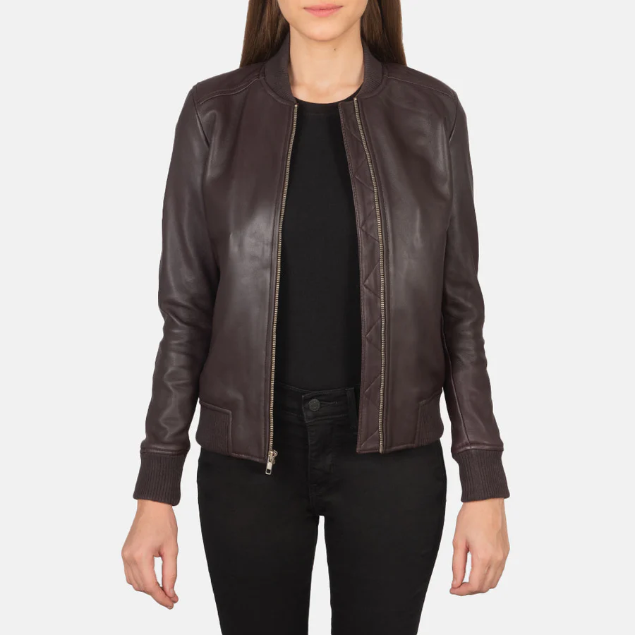 Bliss Black Leather Bomber Jacket - Image 3