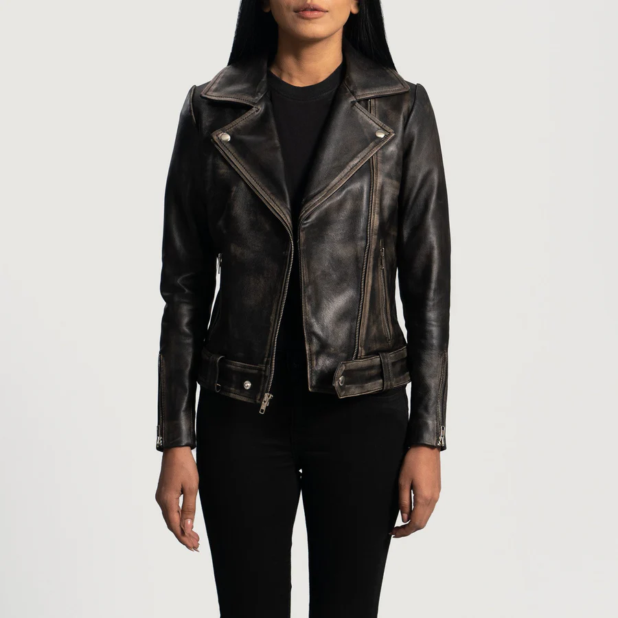 Rumy Black Leather Biker Jacket - Image 2