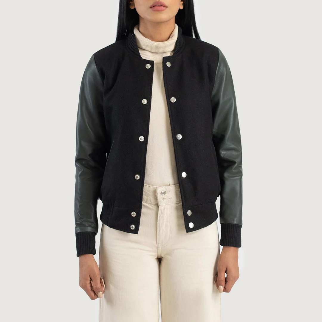 Savant Black Hybrid Varsity Jacket - Image 2